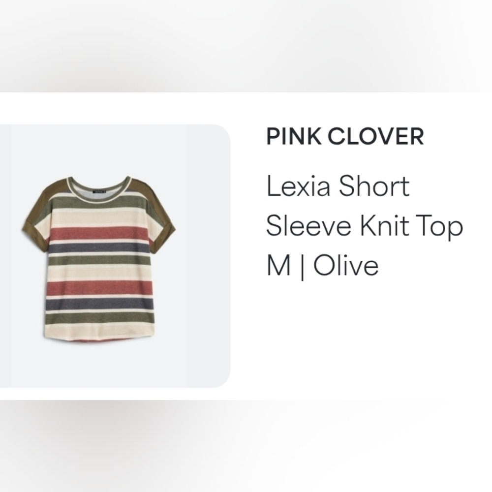 Pink Clover Lexia Short Sleeve Top - Olive Stripe